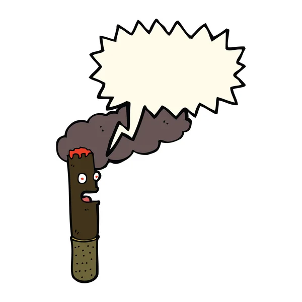 Cigarro de dibujos animados con burbuja de habla — Vector de stock