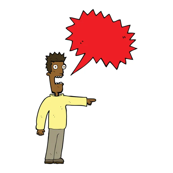 Karikatur erschreckt Mann mit Sprechblase — Stockvektor