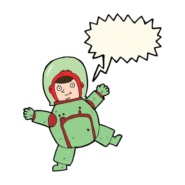 Astronauta de dibujos animados con burbuja de habla — Vector de stock