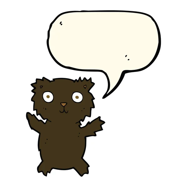 Cartoon black bear with speech bubble — Stock Vector