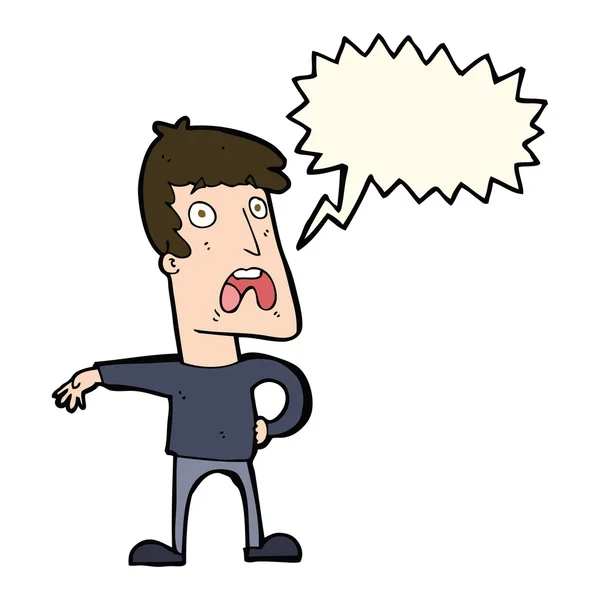 Cartoon complaining man with speech bubble — Stock Vector