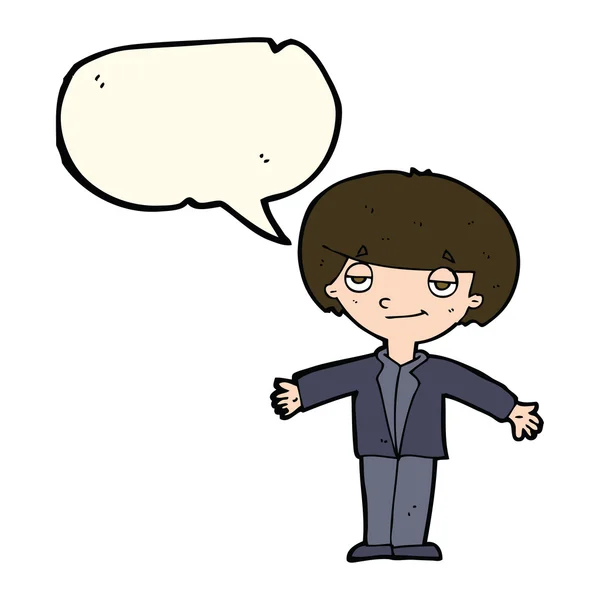 Καρτούν αυτάρεσκο αγόρι με φούσκα ομιλία — Διανυσματικό Αρχείο
