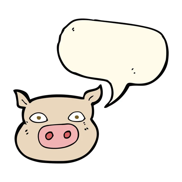 Zeichentrick-Schweinegesicht mit Sprechblase — Stockvektor