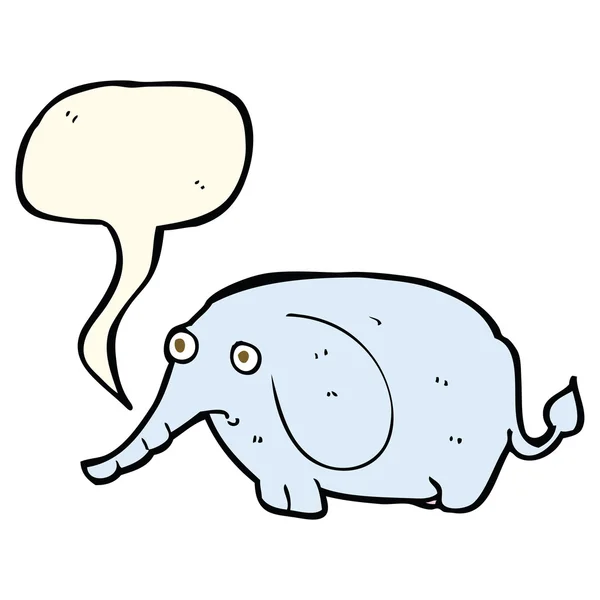 말 거품이 나는 만화의 슬픈 어린 코끼리 — 스톡 벡터