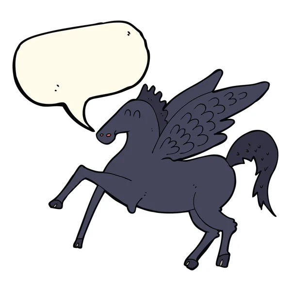 Cavalo voador mágico de desenhos animados com bolha de fala — Vetor de Stock
