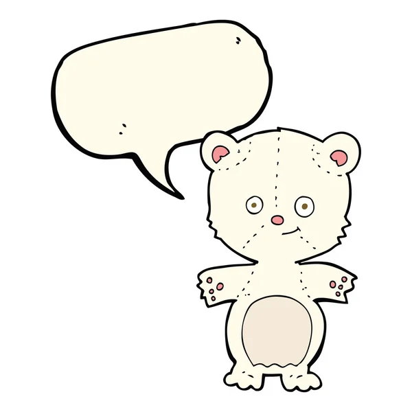Dessin animé ours polaire heureux avec bulle de parole — Image vectorielle