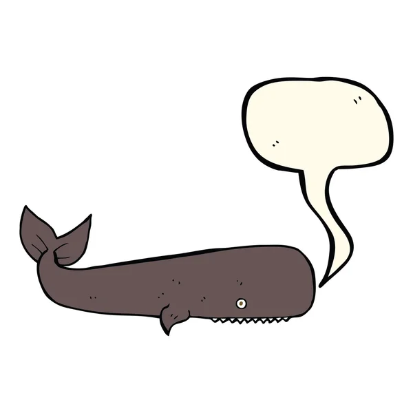 Ballena de dibujos animados con burbuja de habla — Vector de stock