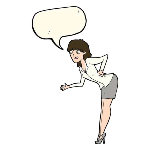 Cartoon zakenvrouw uitleggen met tekstballon — Stockvector