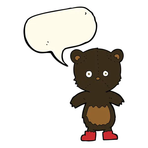 Cartoon black bear cub with speech bubble — Stock Vector