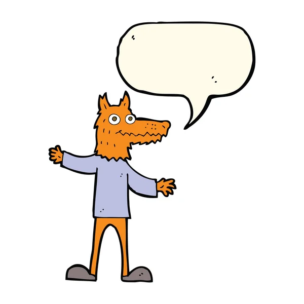 Cartoon fox man met tekstballon — Stockvector