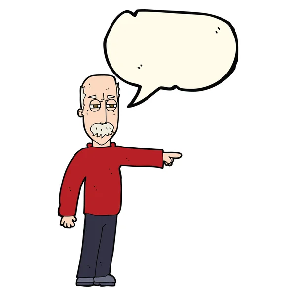 Cartoon alter Mann gestikuliert Get Out! mit Sprechblase — Stockvektor