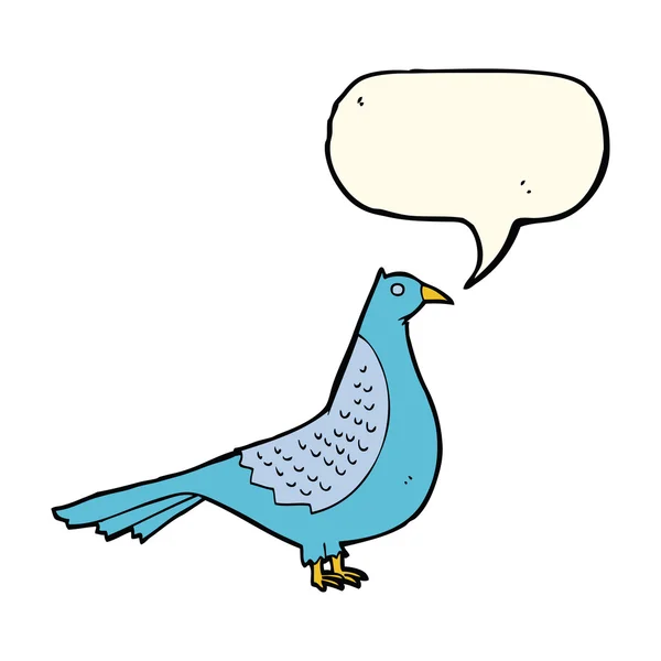 Pájaro de dibujos animados con burbuja del habla — Vector de stock