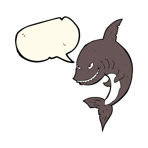 Funny cartoon shark with speech bubble — Stock Vector