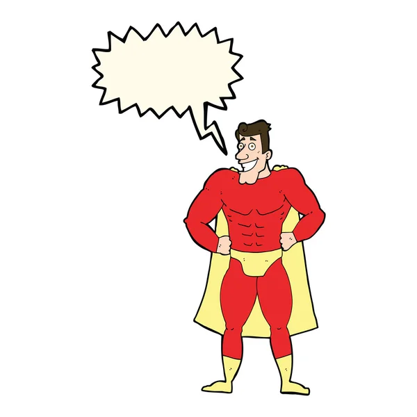 Pahlawan super kartun dengan gelembung ucapan - Stok Vektor