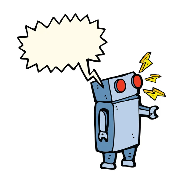 Robot de dibujos animados con burbuja de habla — Vector de stock