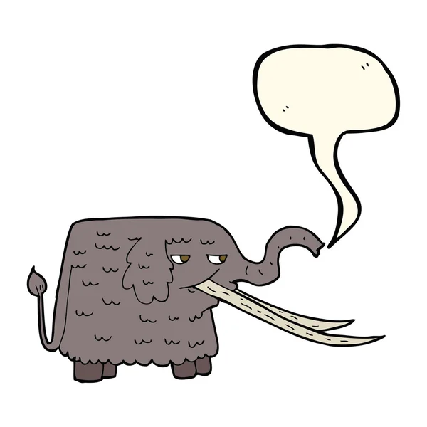 Cartoon woolly mammoth with speech bubble — Stock Vector