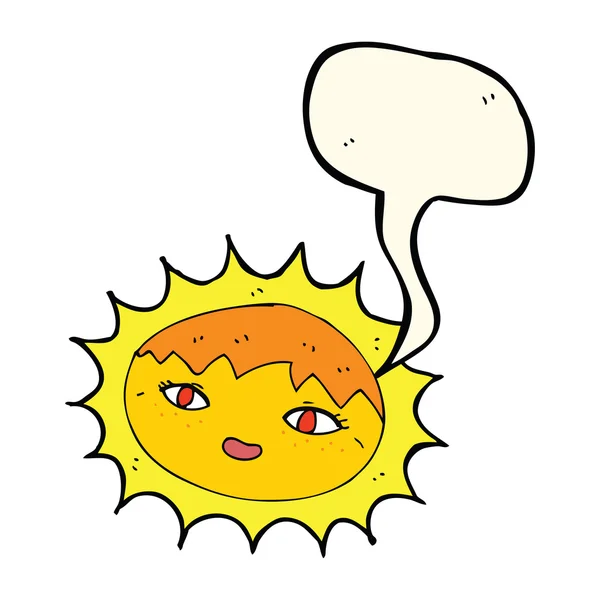 Dessin animé joli soleil avec bulle de parole — Image vectorielle