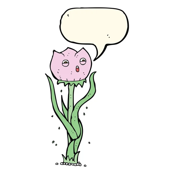 Flor de desenho animado com bolha de fala —  Vetores de Stock