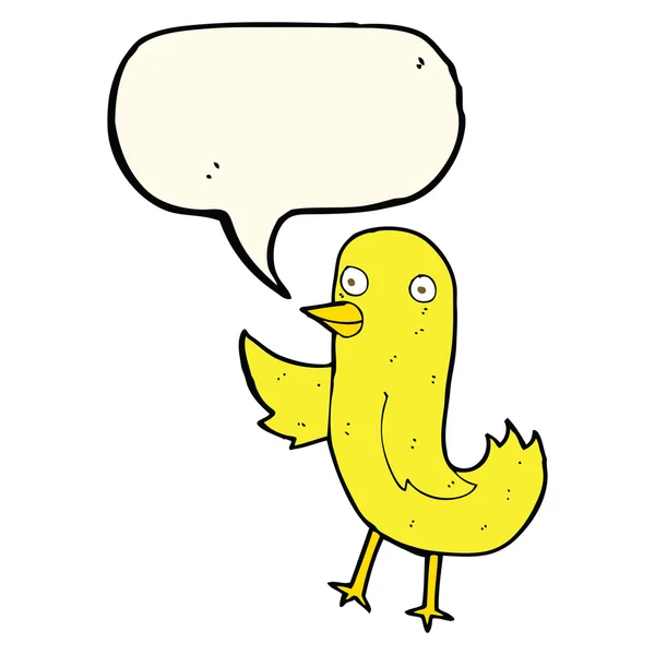 Drôle de dessin animé oiseau avec bulle de parole — Image vectorielle