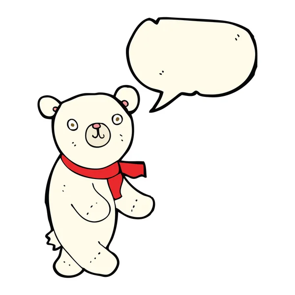 Roztomilý kreslený polární medvídek s balónem — Stockový vektor