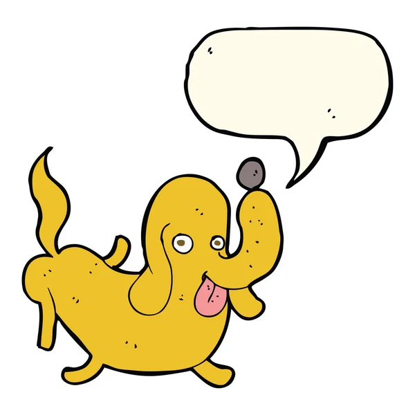 Cartoon hond met tekstballon tong uitsteekt — Stockvector