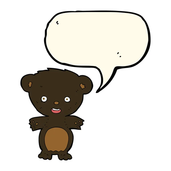 Cartoon zwarte beer met tekstballon — Stockvector