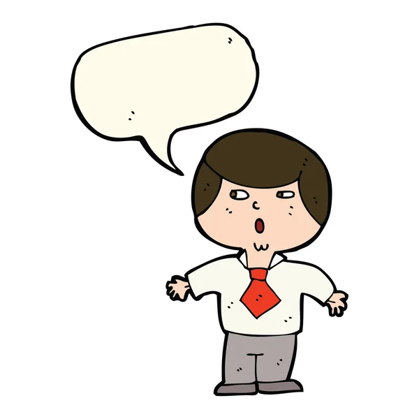 Cartoon shocked boy with speech bubble — Stock Vector