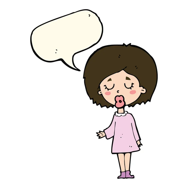 Cartoon woman explaining her point with speech bubble — Stock Vector