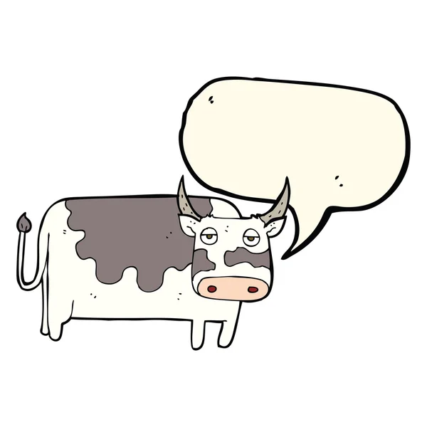 Kreslená kráva s bublinou řeči — Stockový vektor