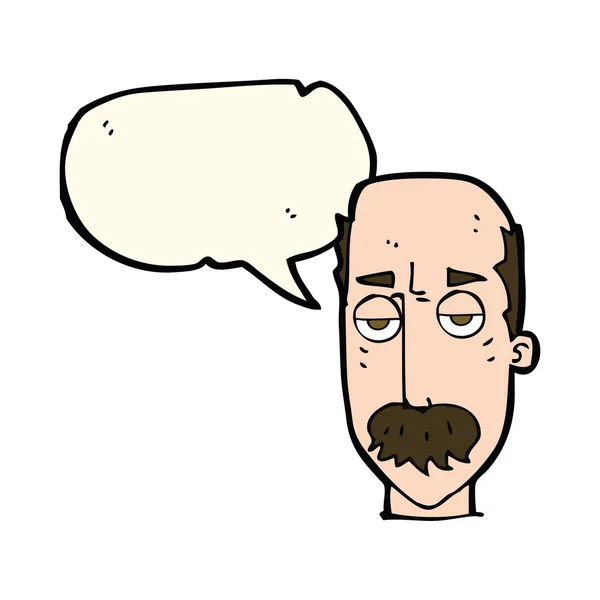 Cartoon verveeld oude man met spraak zeepbel — Stockvector