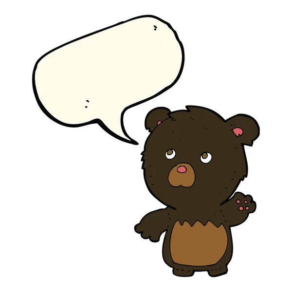 卡通黑色泰迪熊与讲话泡泡 — 图库矢量图片