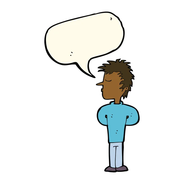 Homme dessin animé ignorant avec bulle de parole — Image vectorielle
