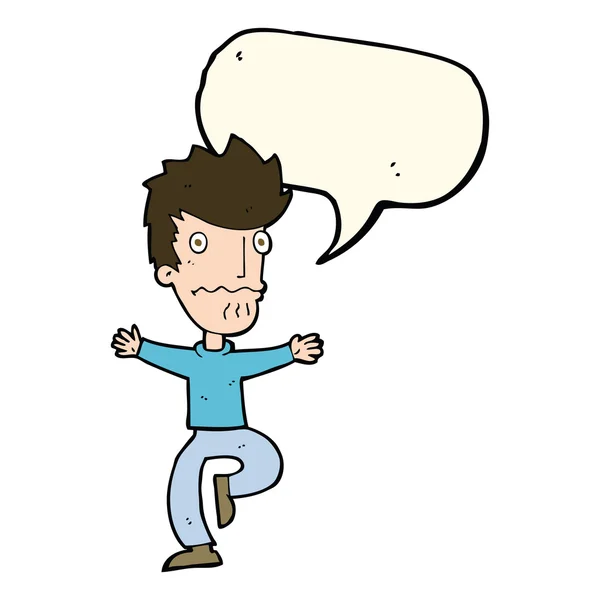 Cartoon frightened man with speech bubble — Stock Vector