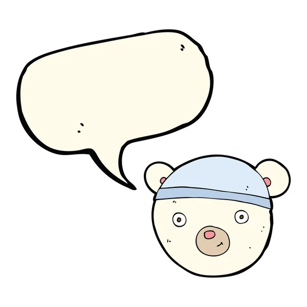 Cara de oso polar de dibujos animados con burbuja de habla — Vector de stock