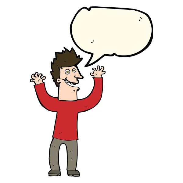 Cartoon excited man with speech bubble — Stock Vector