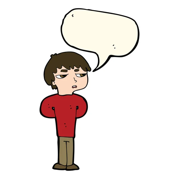 Dessin animé garçon antisocial avec bulle de parole — Image vectorielle