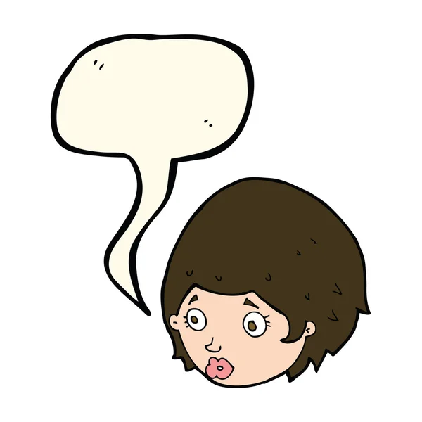 Fille de dessin animé avec expression concernée avec bulle de parole — Image vectorielle