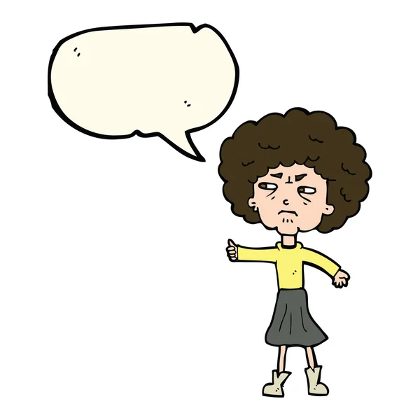 Konuşma balonu karikatür rahatsız yaşlı kadınla — Stok Vektör