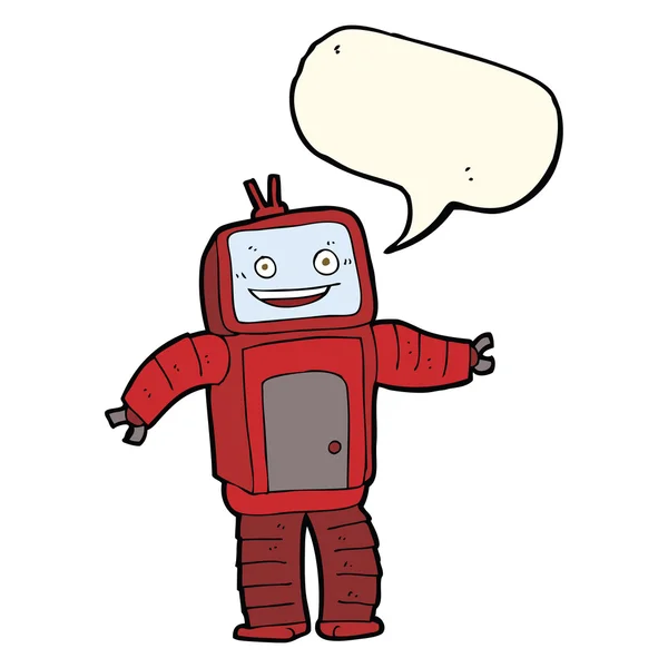 Konuşma baloncuklu komik robot. — Stok Vektör