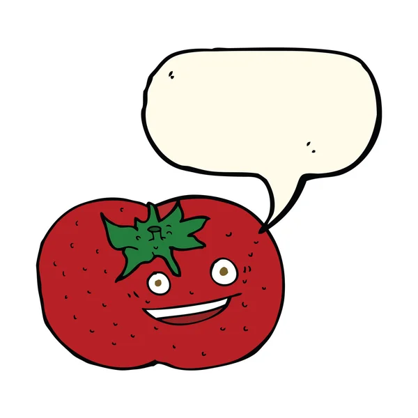 Tomate de dibujos animados con burbuja de habla — Vector de stock