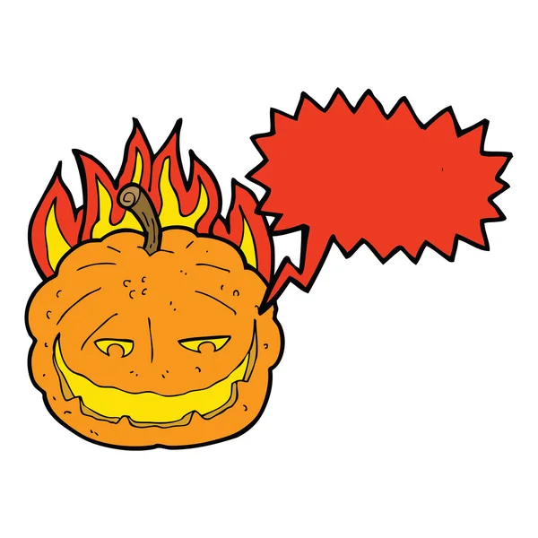 Cartoon halloween pumpkin with speech bubble — Stock Vector