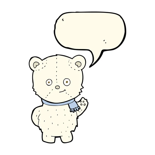 Lindo oso polar de dibujos animados con burbuja de habla — Vector de stock