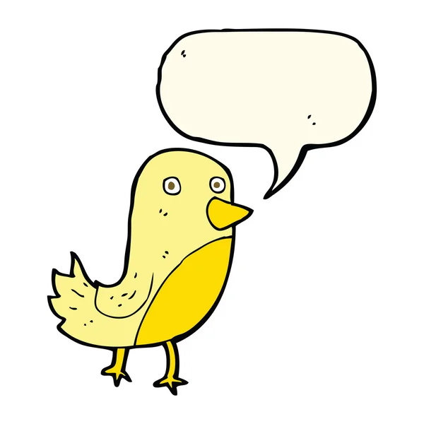 Cartoon gele vogel met tekstballon — Stockvector