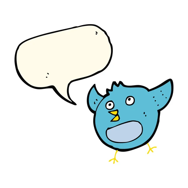 Мультяшний щасливий птах з бульбашкою мовлення — стоковий вектор