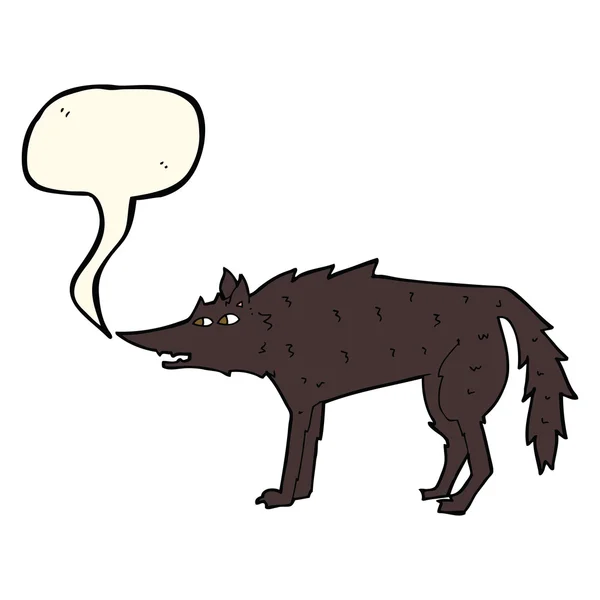 Lobo dos desenhos animados com bolha de fala —  Vetores de Stock