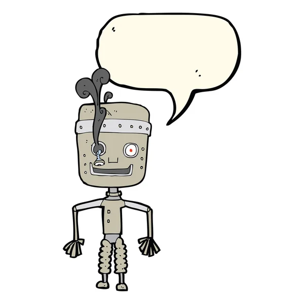 Robot dysfonctionnement dessin animé avec bulle vocale — Image vectorielle