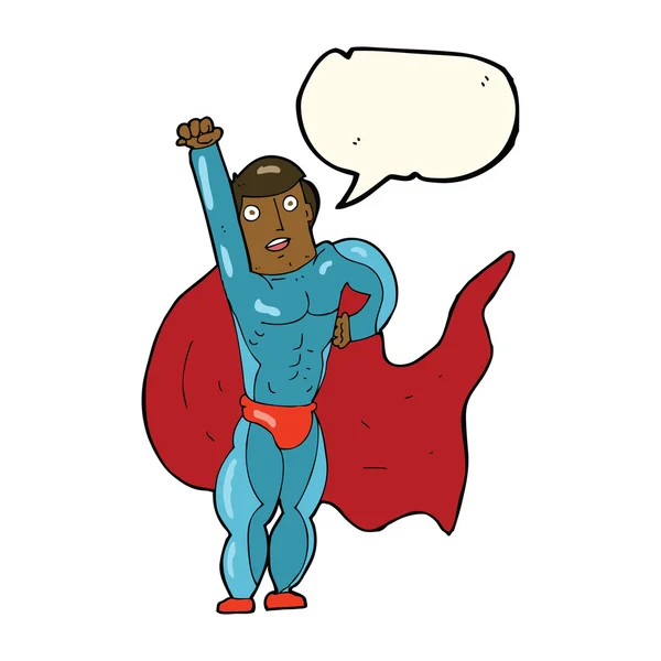 Super-herói dos desenhos animados com bolha de fala — Vetor de Stock