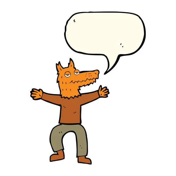 Dessin animé renard homme avec bulle de parole — Image vectorielle