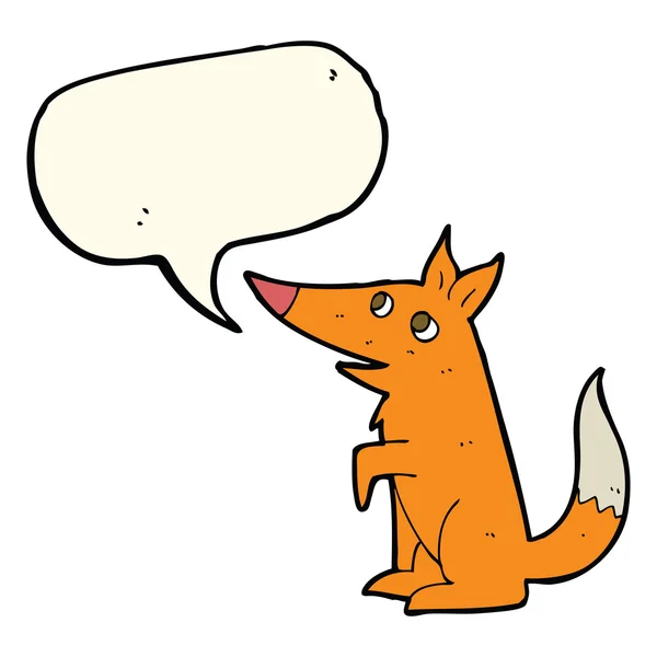 Dibujos animados cachorro de zorro con burbuja de habla — Vector de stock