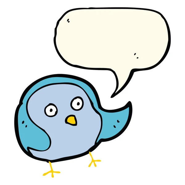 Pájaro de dibujos animados con burbuja del habla — Vector de stock